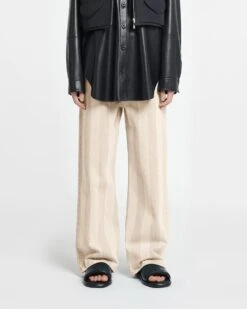 Nanushka Josine - Striped Wide-Leg Jeans - Creme