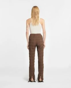 Nanushka Juna - Seersucker Pants - Dark Brown -Nanushka Wear Shop NW24RSPA01178 JUNA DARKBROWN SEERSUCKER 02