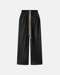 Nanushka Gisela - Okobor™ Alt-Leather Drawstring Pants - Black/Creme 9 Nanushka Gisela - Okobor™ Alt-Leather Drawstring Pants - Black/Creme -Nanushka Wear Shop NW24RSPA02699GISELA BLACK CREME OKOBOR CROCHET