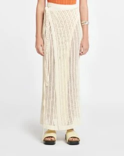 Nanushka Namir - Crochet Sarong Skirt - Creme