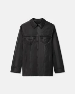 Nanushka Karline - Okobor™ Alt-Leather Shirt - Black 9 Nanushka Karline - Okobor™ Alt-Leather Shirt - Black -Nanushka Wear Shop NW24RSSH00599KARLINE BLACK OKOBOR 1