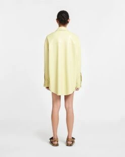 Nanushka Kaysa - Okobor™ Alt-Leather Shirt - Lemongrass -Nanushka Wear Shop NW24RSSH00713 KAYSA LEMONGRASS OKOBOR 02