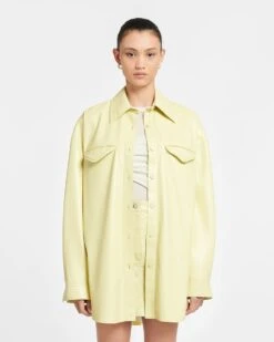Nanushka Kaysa - Okobor™ Alt-Leather Shirt - Lemongrass