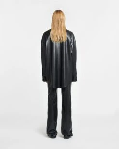 Nanushka Kaysa - Okobor™ Alt-Leather Shirt - Black -Nanushka Wear Shop NW24RSSH00799 KAYSA BLACK OKOBOR 02
