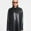 Nanushka Kaysa - Okobor™ Alt-Leather Shirt - Black -Nanushka Wear Shop NW24RSSH00799 KAYSA BLACK OKOBOR 03