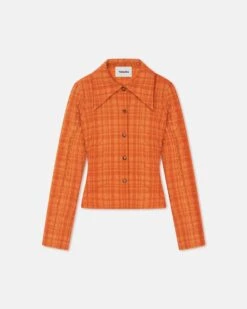 Nanushka Lotte - Checked Seersucker Shirt - Sunset Orange -Nanushka Wear Shop NW24RSSH00818LOTTE SUNSETORANGE SEERSUCKER 1