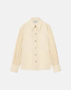 Nanushka Nele - Pleated Poplin Shirt - Creme -Nanushka Wear Shop NW24RSSH01171NELE CREME PLEATEDPOPLIN