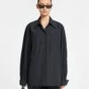 Nanushka Nele - Pleated Poplin Shirt - Black -Nanushka Wear Shop NW24RSSH01199 NELE BLACK PLEATEDPOPLIN 03