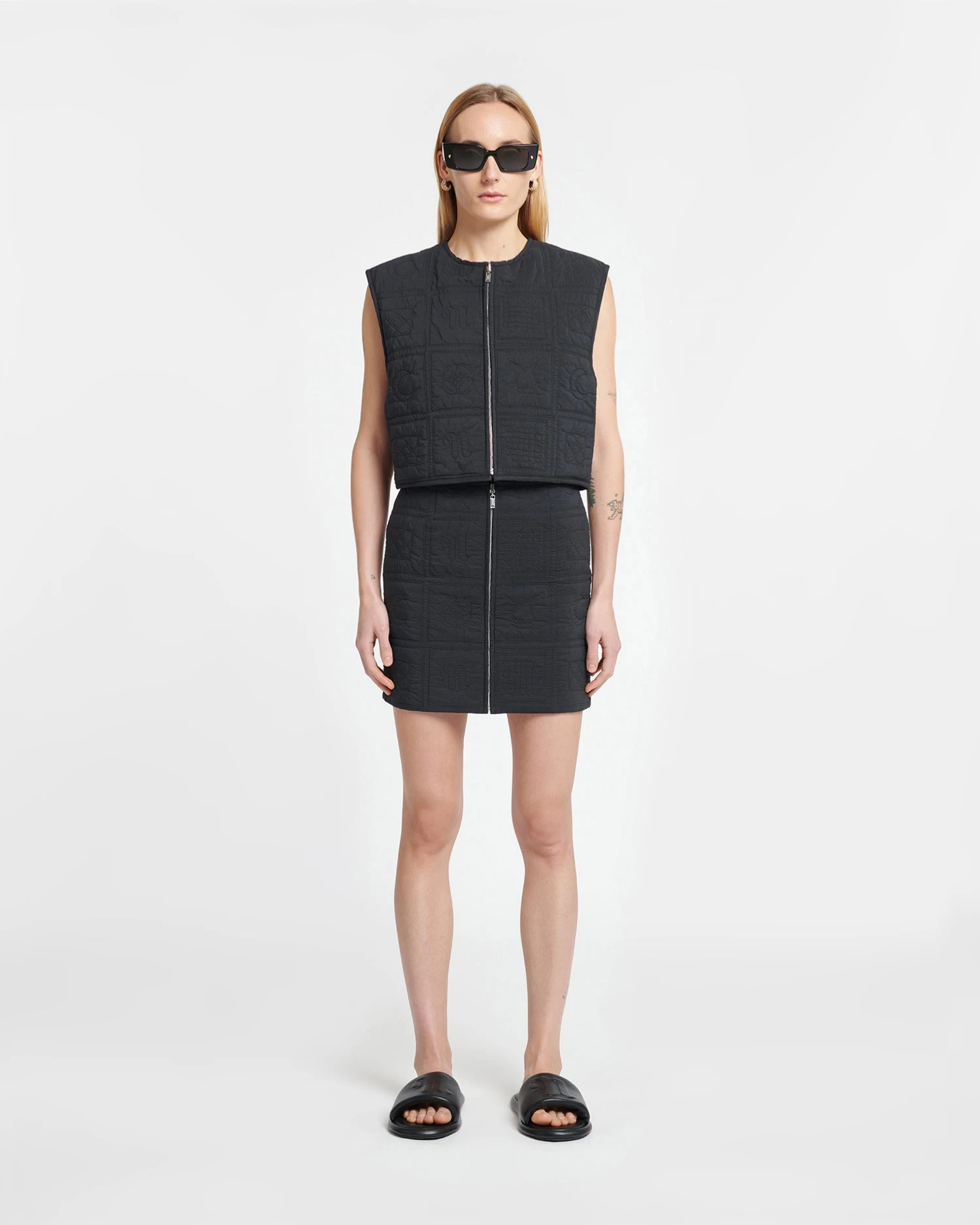 Nanushka Dillon - Quilted Tech Poplin Mini Skirt - Totem Off Black 4 Nanushka Dillon - Quilted Tech Poplin Mini Skirt - Totem Off Black - Image 2