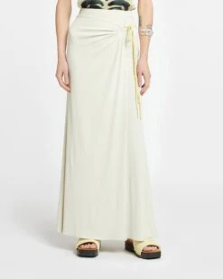 Nanushka Macea - Mesh-Jersey Maxi Skirt - White Wax