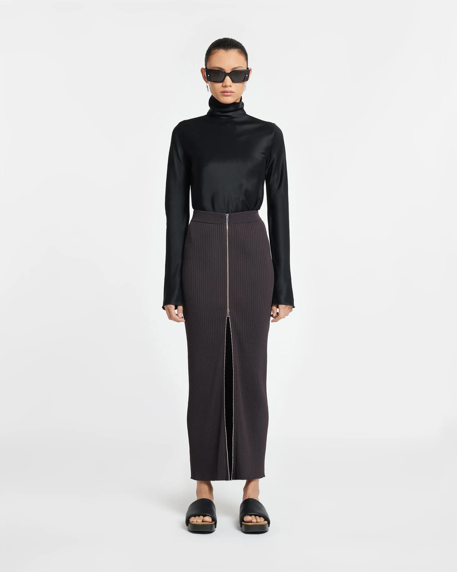 Nanushka Eva - Slip Satin Turtleneck Top - Black 4 Nanushka Eva - Slip Satin Turtleneck Top - Black - Image 2