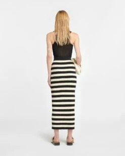Nanushka Nima - Striped Terry-Knit Midi Skirt - Creme/Off Black 8 Nanushka Nima - Striped Terry-Knit Midi Skirt - Creme/Off Black -Nanushka Wear Shop NW24RSSK01571 NIMA CREME OFFBLACKSTRIPE TERRYKNIT 02