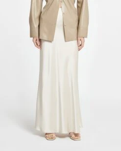 Nanushka Sabeen - Slip Satin Maxi Skirt - Creme