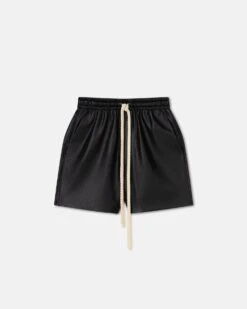 Nanushka Maurine - Okobor™ Alt-Leather Drawstring Shorts - Creme/Black