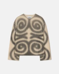 Nanushka Maura - Cashmere-Blend Sweater - Spiral Spray -Nanushka Wear Shop NW24RSSW00471MAURA SPIRALCREMEBLACK CASHMEREBLENDPRINT 1