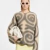 Nanushka Maura - Cashmere-Blend Sweater - Spiral Spray -Nanushka Wear Shop NW24RSSW00471 MAURA SPIRALCREME BLACK CASHMEREBLENDPRINT 03