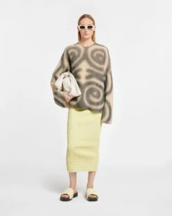 Nanushka Maura - Cashmere-Blend Sweater - Spiral Spray -Nanushka Wear Shop NW24RSSW00471 MAURA SPIRALCREME BLACK CASHMEREBLENDPRINT 01