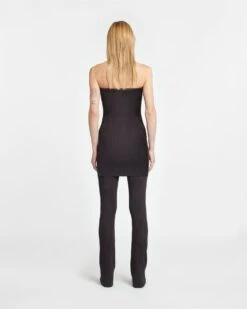 Nanushka Brynn - Ribbed-Knit Bandeau Top - Dark Brown -Nanushka Wear Shop NW24RSTP01078 BRYNN DARKBROWN MATTVISCOSERIB 02