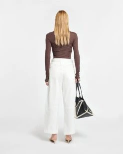 Nanushka Deva - Draped Mesh-Jersey Top - Nutmeg -Nanushka Wear Shop NW24RSTP01378 DEVA NUTMEG SOLIDMESHJERSEY 02