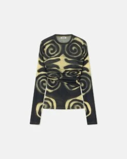 Nanushka Deva - Draped Mesh-Jersey Top - Spiral Spray -Nanushka Wear Shop NW24RSTP01399DEVA SPIRALSPRAY RECYCLEDMESHJERSEY 1