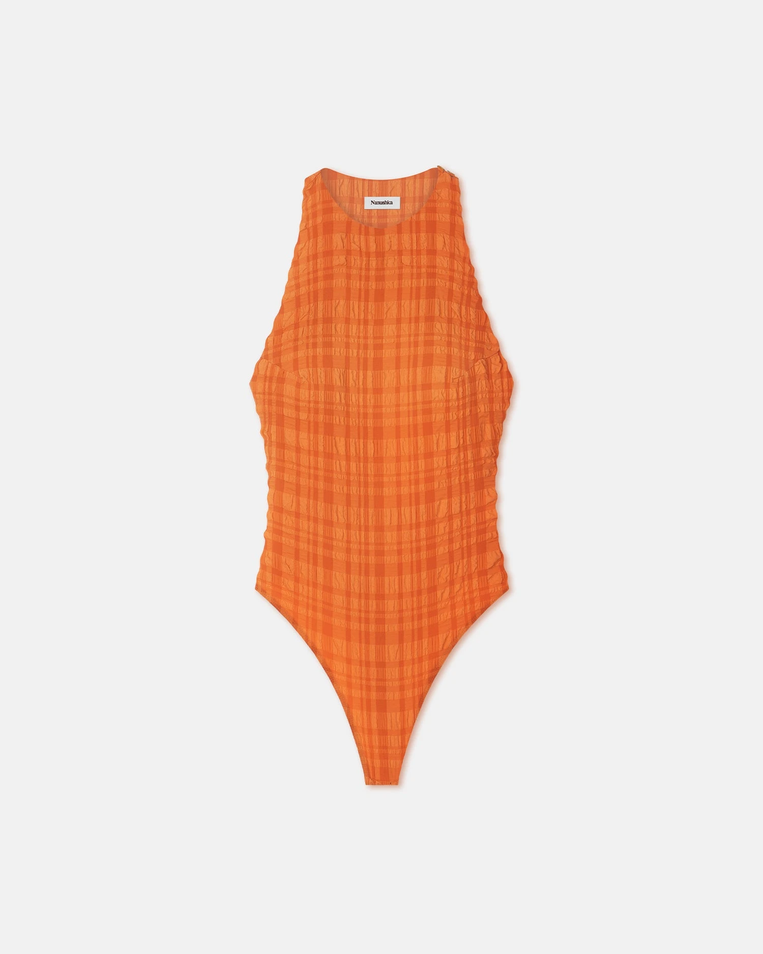 Nanushka Irina - Seersucker Bodysuit - Sunset Orange 6 Nanushka Irina - Seersucker Bodysuit - Sunset Orange - Image 4