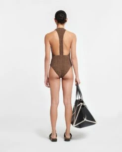 Nanushka Irina - Seersucker Bodysuit - Dark Brown -Nanushka Wear Shop NW24RSTP01878 IRINA DARKBROWN SEERSUCKER 02