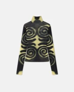 Nanushka Josa - Mesh-Jersey Turtleneck Top - Spiral Spray -Nanushka Wear Shop NW24RSTP01999JOSA SPIRALSPRAY RECYCLEDMESHJERSEY 1