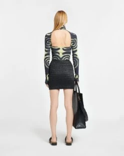 Nanushka Josa - Mesh-Jersey Turtleneck Top - Spiral Spray -Nanushka Wear Shop NW24RSTP01999 JOSA SPIRALSPRAY RECYCLEDMESHJERSEY 02