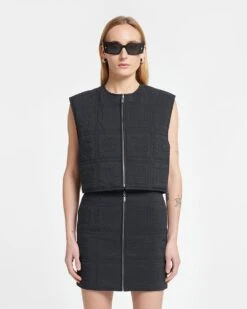 Nanushka Lise - Quilted Tech Poplin Vest - Black