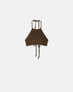 Nanushka Sarda - Knitted Alpaca Bralette - Dark Brown -Nanushka Wear Shop NW24RSTP03078SARDA DARKBROWN LOOSEALPACA 1