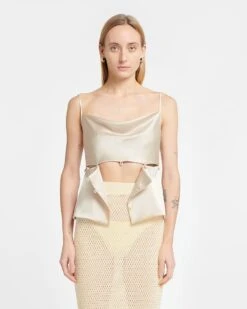 Nanushka Silvine - Slip Satin Top - Creme