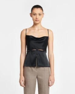 Nanushka Silvine - Slip Satin Top - Black