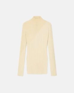 Nanushka Zareen - Ribbed Merino Wool Turtleneck Top - Lime Yellow/Creme -Nanushka Wear Shop NW24RSTP03663ZAREEN LIMEYELLOWCREME VISCOSEMERINORIB 2