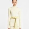 Nanushka Zareen - Ribbed Merino Wool Turtleneck Top - Lime Yellow/Creme