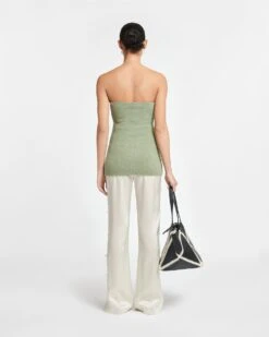 Nanushka Zessa - Terry-Knit Bandeau Top - Faded Sage -Nanushka Wear Shop NW24RSTP03779 ZESSA FADEDSAGE TERRYKNIT 02