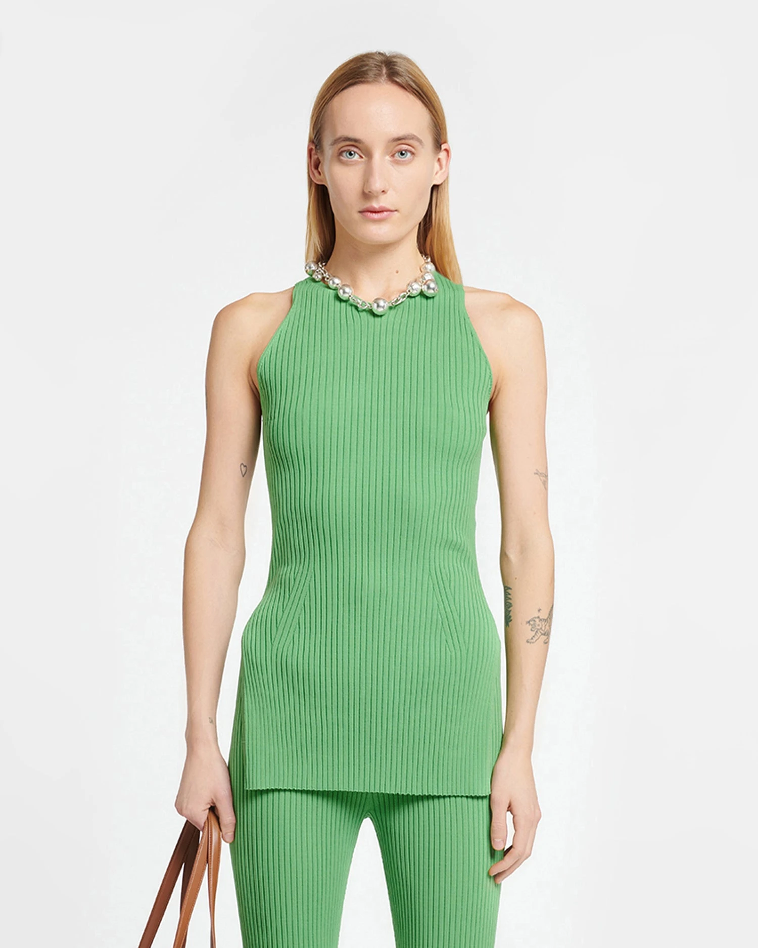 Nanushka Savea - Ribbed-Knit Halterneck Top - Green 3 Nanushka Savea - Ribbed-Knit Halterneck Top - Green