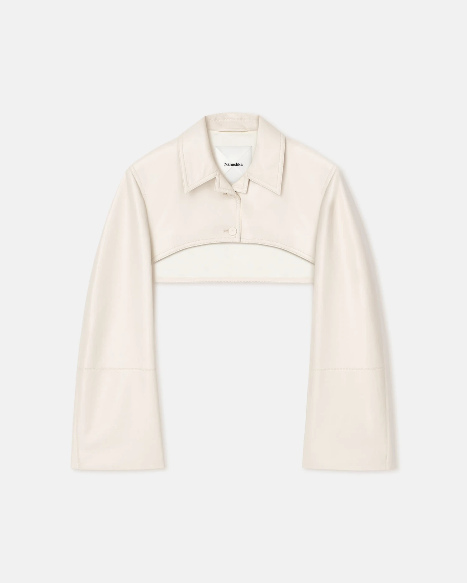 Nanushka Brisia - Cropped Regenerated Leather Bolero - Creme 7 Nanushka Brisia - Cropped Regenerated Leather Bolero - Creme - Image 5