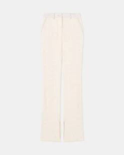 Nanushka Mykas - Leather-Trimmed Ribbed-Jersey Pants - Creme