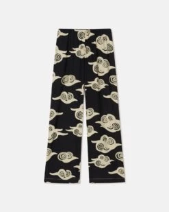 Nanushka Brenda - Printed Crepe Pants - Cloud Black/Creme -Nanushka Wear Shop NW24SSPA03899 BRENDA CLOUD BLACK CREME CREPE VISCOSE