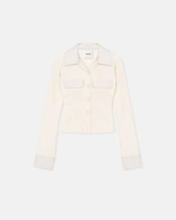 Nanushka Rasima - Leather-Trimmed Ribbed-Jersey Shirt - Creme