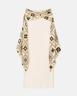 Nanushka Maltha - Silk-Trimmed Ribbed-Jersey Skirt - Creme -Nanushka Wear Shop NW24SSSK01073 MALTHA CREME RIB JERSEY TWILL SILK