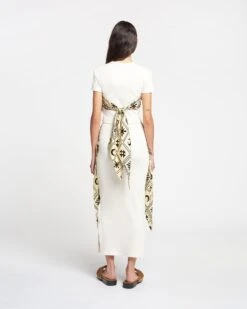 Nanushka Maltha - Silk-Trimmed Ribbed-Jersey Skirt - Creme -Nanushka Wear Shop NW24SSSK01073MALTHA CREME RIB JERSEY TWILL SILK 02