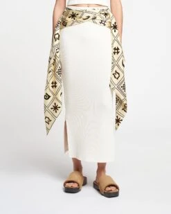 Nanushka Maltha - Silk-Trimmed Ribbed-Jersey Skirt - Creme