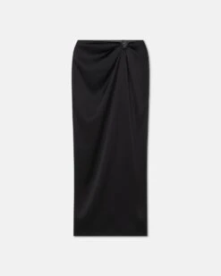 Nanushka Nago - Knotted Slip Satin Skirt - Black -Nanushka Wear Shop NW24SSSK01499 NAGO BLACK SLIP SATIN