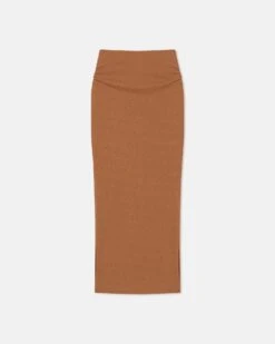 Nanushka Norine - Ruched Mesh-Jersey Midi Skirt - Caramel 11 Nanushka Norine - Ruched Mesh-Jersey Midi Skirt - Caramel -Nanushka Wear Shop NW24SSSK01675 NORINE CARAMEL SOLID MESH JERSEY
