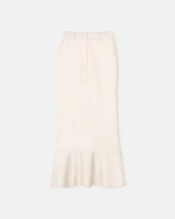 Nanushka Jenace - Leather-Trimmed Ribbed-Jersey Skirt - Creme -Nanushka Wear Shop NW24SSSK02871 JENACE CREME RIB JERSEY REGENERATED LEATHER