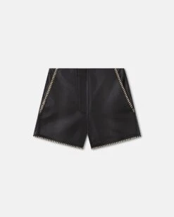 Nanushka Elza - Okobor™ Alt-Leather Shorts - Black -Nanushka Wear Shop NW24SSST00299 ELZA BLACK OKOBOR RAFFIA STITCH