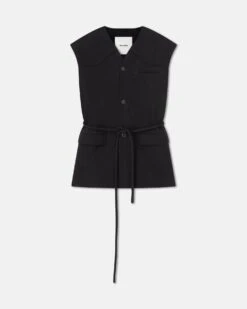 Nanushka Astrid - Washed-Canvas Vest - Black -Nanushka Wear Shop NW24SSTP00899 ASTRID BLACK WASHED CANVAS