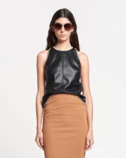 Nanushka Teza - Okobor™ Alt-Leather Top - Black