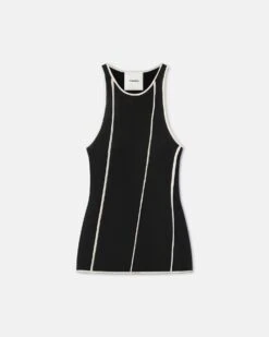 Nanushka Enna - Patchwork Mesh-Jersey Tank Top - Black/White Wax 11 Nanushka Enna - Patchwork Mesh-Jersey Tank Top - Black/White Wax -Nanushka Wear Shop NW24SSTP05399 ENNA BLACK WHITE WAX MESH JERSEY PATCHWORK